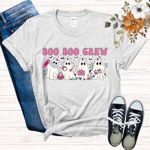 Gray Boo Boo Crew Halloween Nurses Tee Gildan 100% Cotton in All Sizes